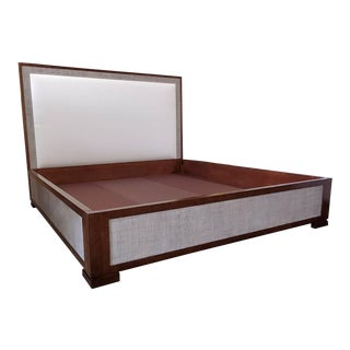 Century Furniture Curate Raffia & Flax San Remo King Upholstered Platform Bed For Sale