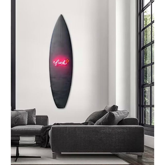 Fuck #3 is a 6' Neon on Epoxy Resin Surfboard Clear acrylic mounting brackets included. Bobbi Bennett is a California-...
