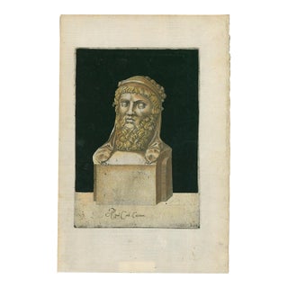Classical Bearded Herm – Lafreri Old Master Engraving, Rome, 1569 – Plate XX For Sale