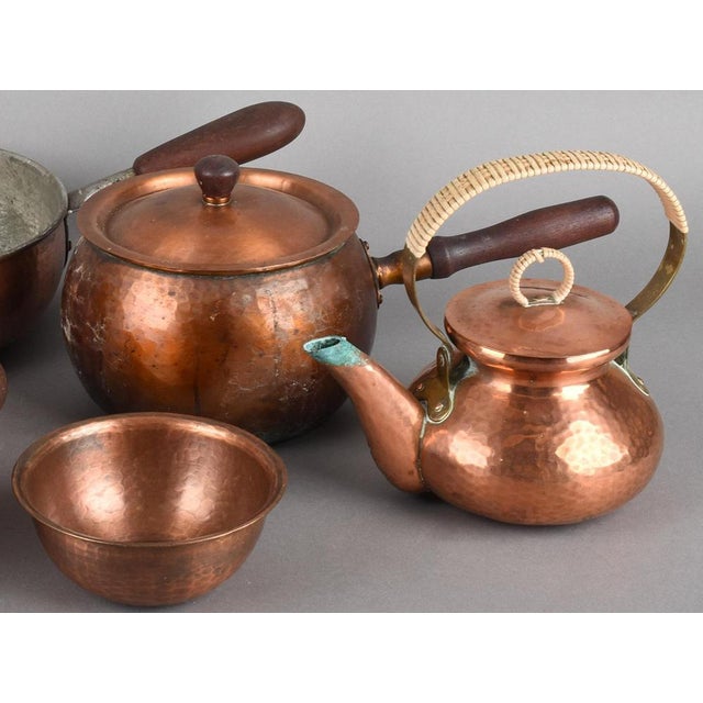 1950s Vintage Art Deco Copper Tea and Coffee Set by Eugen Zint, 1950s, Set of 9 For Sale - Image 5 of 6