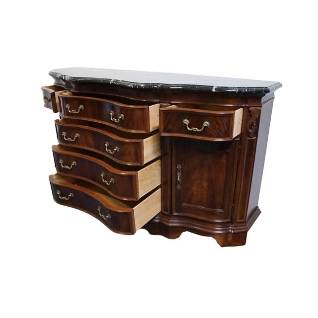 Brown Bernhardt Furniture Contemporary Traditional Style 76" Buffet W. Black Granite Top 368-133 For Sale - Image 8 of 15