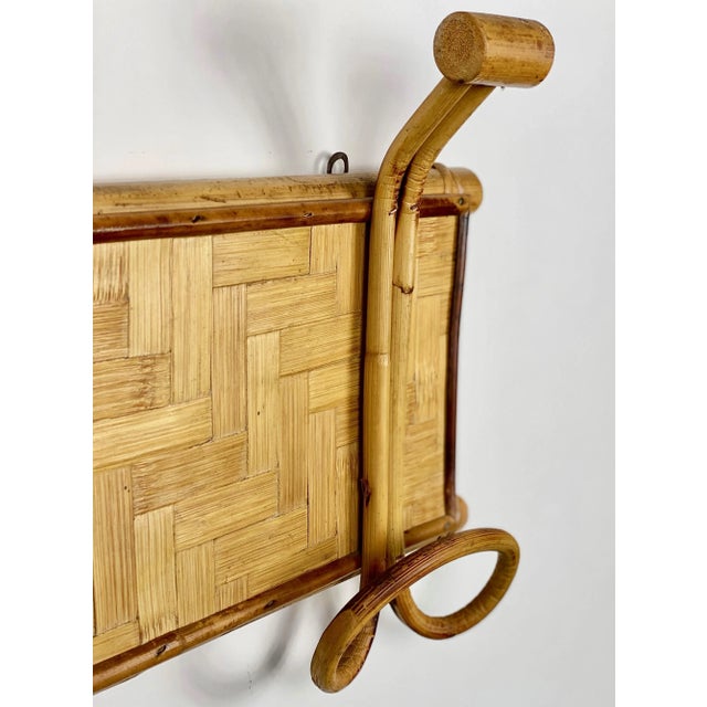 Rattan Bamboo Coat Rack Hanger, Italy, 1960s For Sale - Image 3 of 7