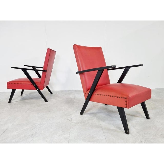 Wood Vintage Armchairs, Belgium, 1960s, Set of 2 For Sale - Image 7 of 9