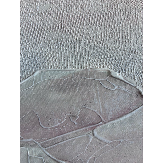 Blush Original Painting of a Pueblo Scene. Textured Oil With Mixed Media, Rug Is Wool. Signature Appears to Say “Pilar”. Likely From 1980s. For Sale - Image 8 of 10