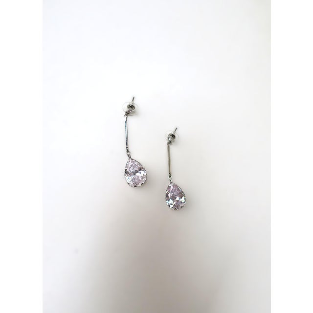 Transparent Late 20th Century Diamond-Esque Pear Dangle Drop Earrings, Pair For Sale - Image 8 of 12