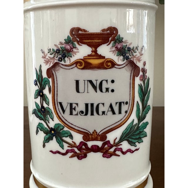 Pair Old Paris Apothecary Jars – Late 19th Century French Porcelain, Gilded & Hand Painted For Sale - Image 9 of 13