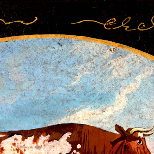 20th Century Hand-Painted English Countryside Art Decorative Metal Tray For Sale - Image 10 of 12