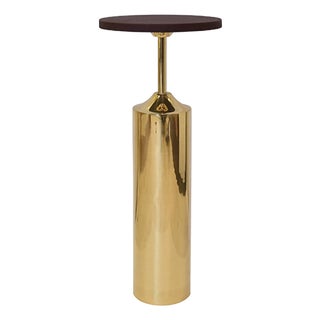 Matthew Izzo Home Bolton Brass Cigar Table With Round Leather Top For Sale
