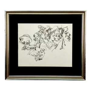 Vintage Paul Shimon New York Abstract Mixed Media Art - 20x17