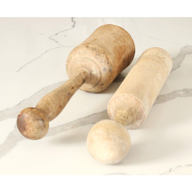 Farmhouse Antique French Hand-Turned Rustic Chef's Tools Set/2 For Sale - Image 3 of 3