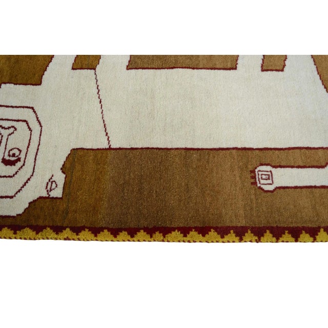 Textile Hand-Knotted Gabbeh Rug with Lion Motif For Sale - Image 7 of 11
