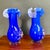 Glass Murano Style Blue Art Glass Vases With Thread Design and Orange Accents, Set of 2 For Sale - Image 7 of 8