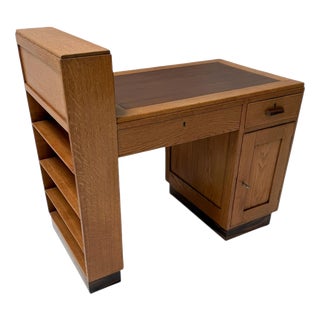 Art Deco Modernist Desk with Asymmetric Open Bookcase, 1920s For Sale