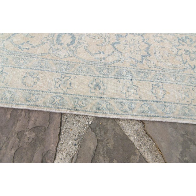 Beige 1920s Antique Medallion Beige Blue Hand Knotted Rug - 11’2” X 15’ For Sale - Image 8 of 11