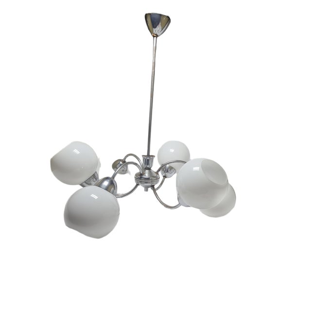 Silver Art Deco Style Chandelier, Poland, 1960s For Sale - Image 8 of 13
