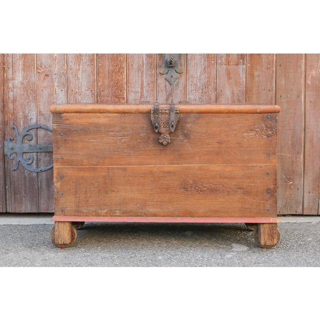 Antique Indian Teak Wedding Trunk For Sale - Image 10 of 11