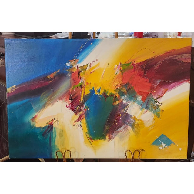 1960s 1960s Abstract Painting by Columbian Artist Francisco Silva For Sale - Image 5 of 6