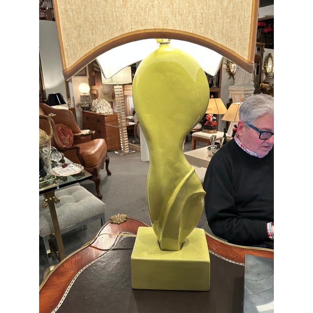 1950s Designer Marianna Von Allesch Chartreuse Table Lamp For Sale In Philadelphia - Image 6 of 10