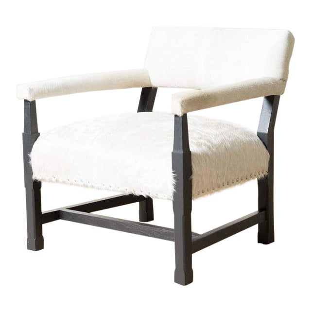 Landon White Leather Oak Chair Chairish
