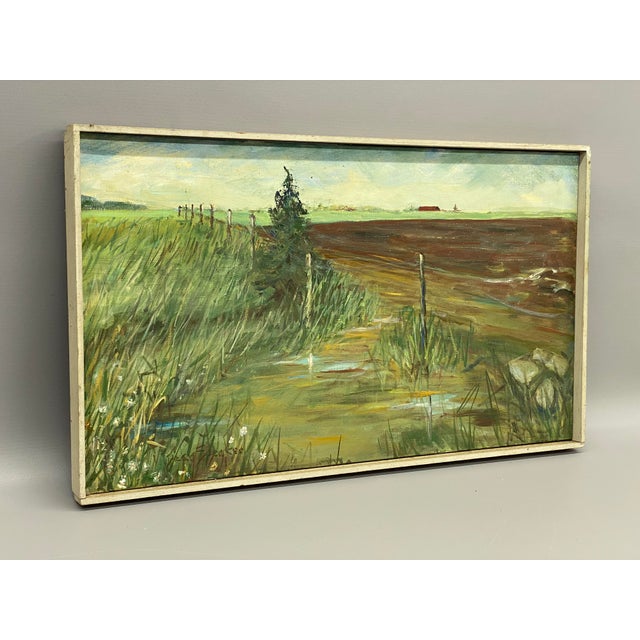 Farmhouse 1960s Spring Plowing Martha's Vineyard Painting by Jean Spencer For Sale - Image 3 of 15