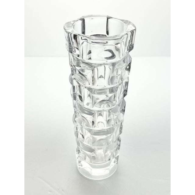 Contemporary 1980s Vintage Modernist Cubist-Style Geometric Stacked-Block Thin Tall Vase For Sale - Image 3 of 7