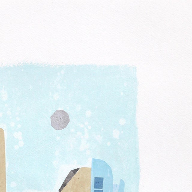 Abstract Twin Trees at Sunrise - Original Colorful Cityscape Watercolor Landscape Collage Mixed Media Work on Paper by Maria C Bernhardsson For Sale - Image 3 of 7