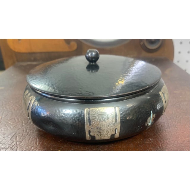 Vintage Hammered Copper & Sterling Silver Trinket Box | Pre-Columbian Incan–Moche Style For Sale - Image 4 of 12