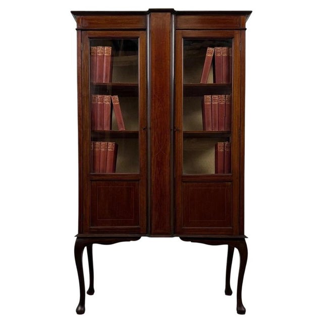Early 20th Century Antique English Mahogany Glazed Display Cabinet For Sale - Image 12 of 12