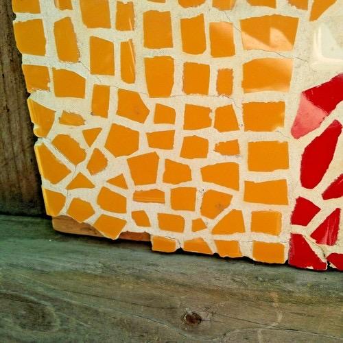 Beautiful original tile mosaic on board, appears to be a portrait of John Lennon, roughly 2ft square. Ceramic tile on...