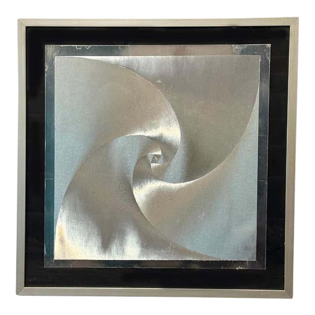 Monochromatic Spiral Reflecting Aluminium Square Artwork For Sale