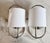 Urban Electric Pair of Urban Electric Large Nickel Bit Sconces With Linen Shades For Sale - Image 4 of 10