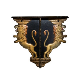 Antique Chinoiserie Paper Mache Lacquered Folding Wall Shelf For Sale