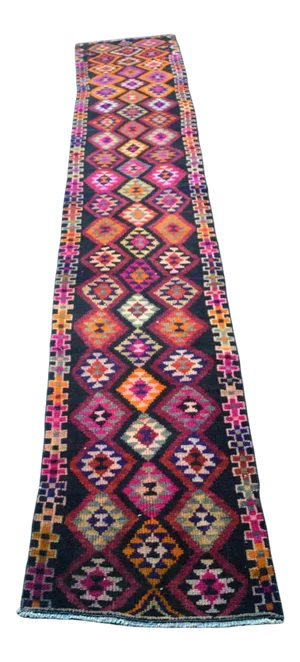 Vintage Turkish Herki Multicolor Runner