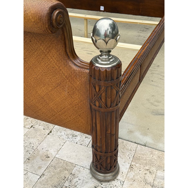 2000 - 2009 Thomasville Hemingway Collection King Size Rattan Bed For Sale - Image 5 of 9