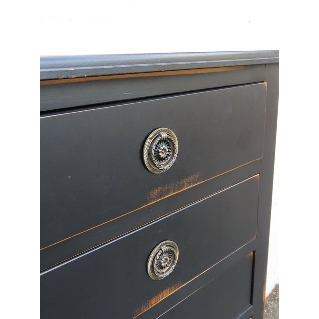 Distressed Painted Black Tall Narrow Lingerie Jewelry Chest 6334 For Sale - Image 9 of 13