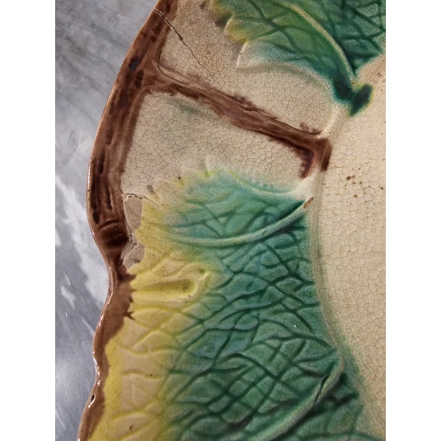 19th Century Majolica Grape Leaf Bowl For Sale - Image 4 of 8