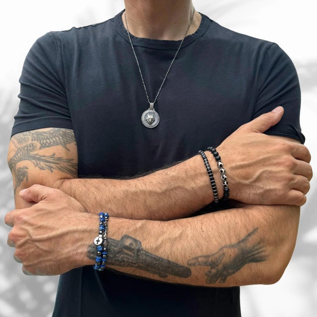 Early 21st Century Good Vibes Spiritual Beaded Sterling Silver Cross Bracelet Set For Sale - Image 5 of 7