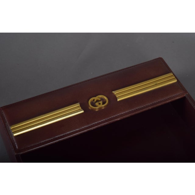 Red Leather Desk Tray with Double-G Hardware by Gucci, 1970s For Sale - Image 4 of 11
