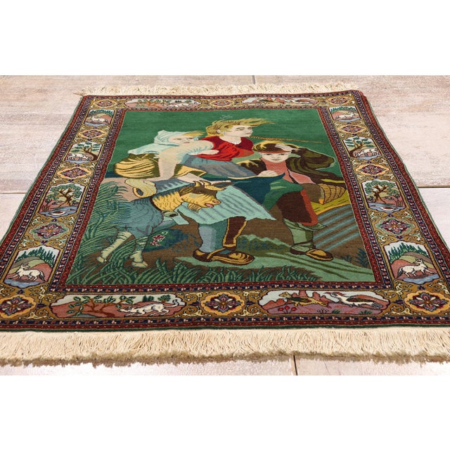 Vintage Persian Pictorial Tabriz Rug, 03'03 X 04'08 For Sale - Image 9 of 10