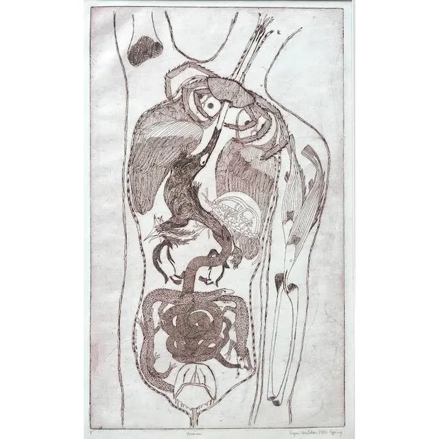 Expressionism Vintage Original Expressionist Etching "Viscera" by Lynn Sheldon 1980 For Sale - Image 3 of 9