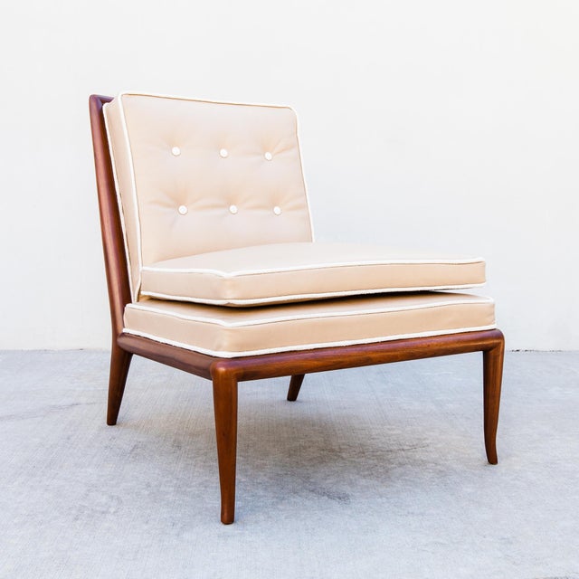 Mid-Century Modern Restored 1950s Attributed to t.h. Robsjohn-Gibbings for Widdicomb Walnut Slipper Chair For Sale - Image 3 of 15