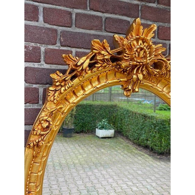 20thC Louis XVI Gilded Beech Oval Gold Leaf Wall Mirror For Sale - Image 13 of 18