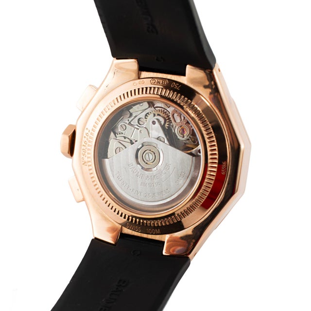 Early 21st Century Baume Et Mercier Riviera Chronometer 43mm 65586 18k Rose Gold Automatic Watch For Sale - Image 5 of 8