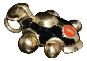 Designer Aaron Basha Enamel Solid 18k Gold #1 Race Car Charm Pendant