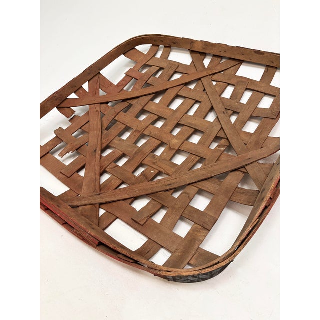 Rustic Kentucky Burley Tobacco Basket With Original Red Rim, Horse Cave, C. 1880-1910 For Sale - Image 3 of 17