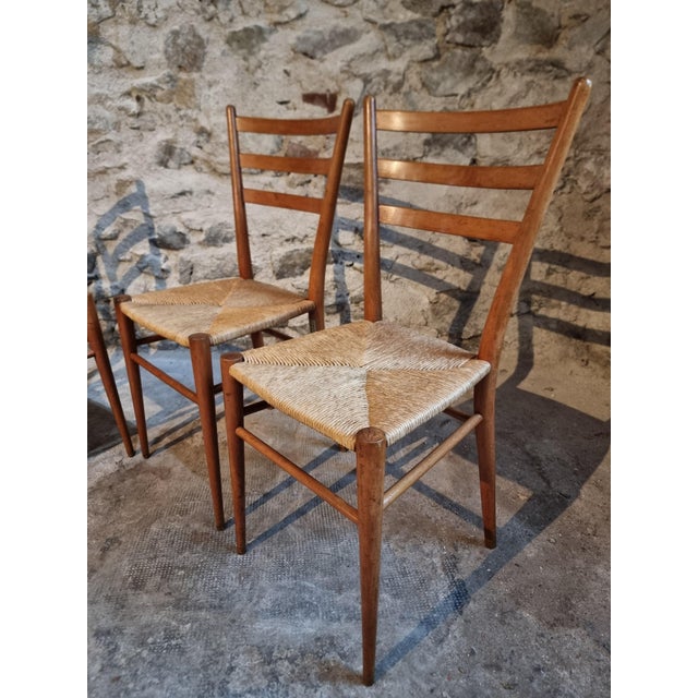 Mid-Century Italian Dining Chairs with Woven Natural Fibre Seats, Italy, 1960s, Set of 4 For Sale - Image 8 of 18