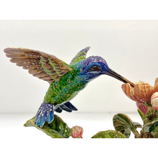 Jay Strongwater Dawn Hummingbird Tableau With Swarovski Crystals - Flora and Fauna Collection For Sale - Image 16 of 18