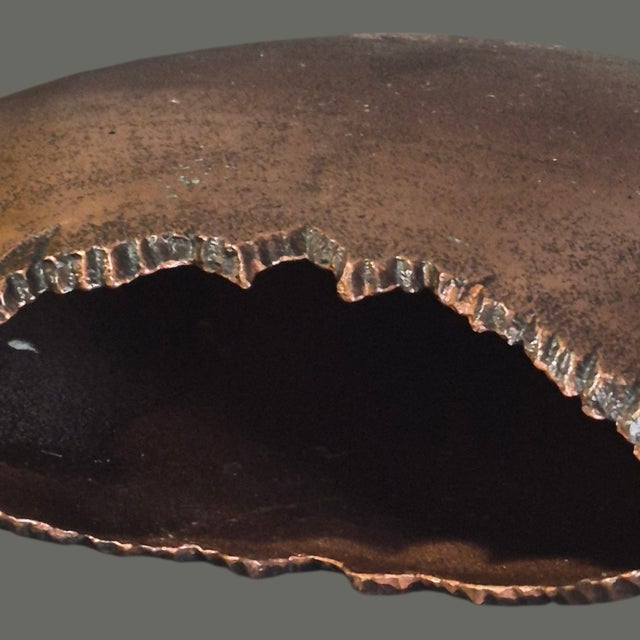 Mid-Century Modern Arts & Crafts Style Rugged Edge Oval Copper Vase For Sale - Image 4 of 8