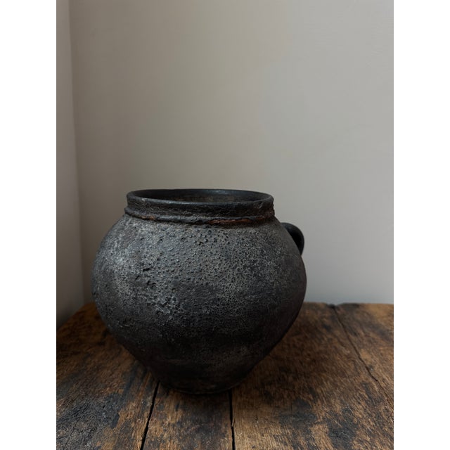 Mid 19th Century 19th Century Primitive Clay Vessel With Handle For Sale - Image 5 of 11