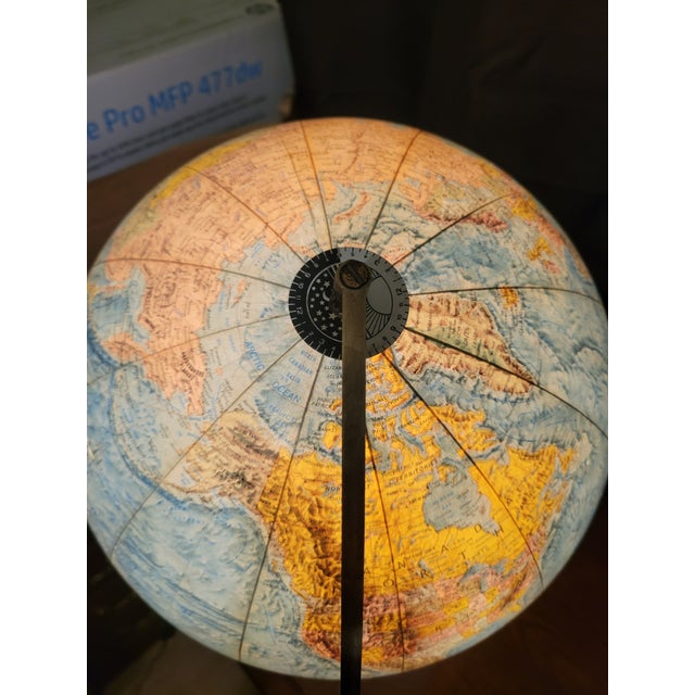 1957-1960 Illuminated Replogle Comprehensive Globe on Solid Walnut and Brass Base For Sale In Cleveland - Image 6 of 9